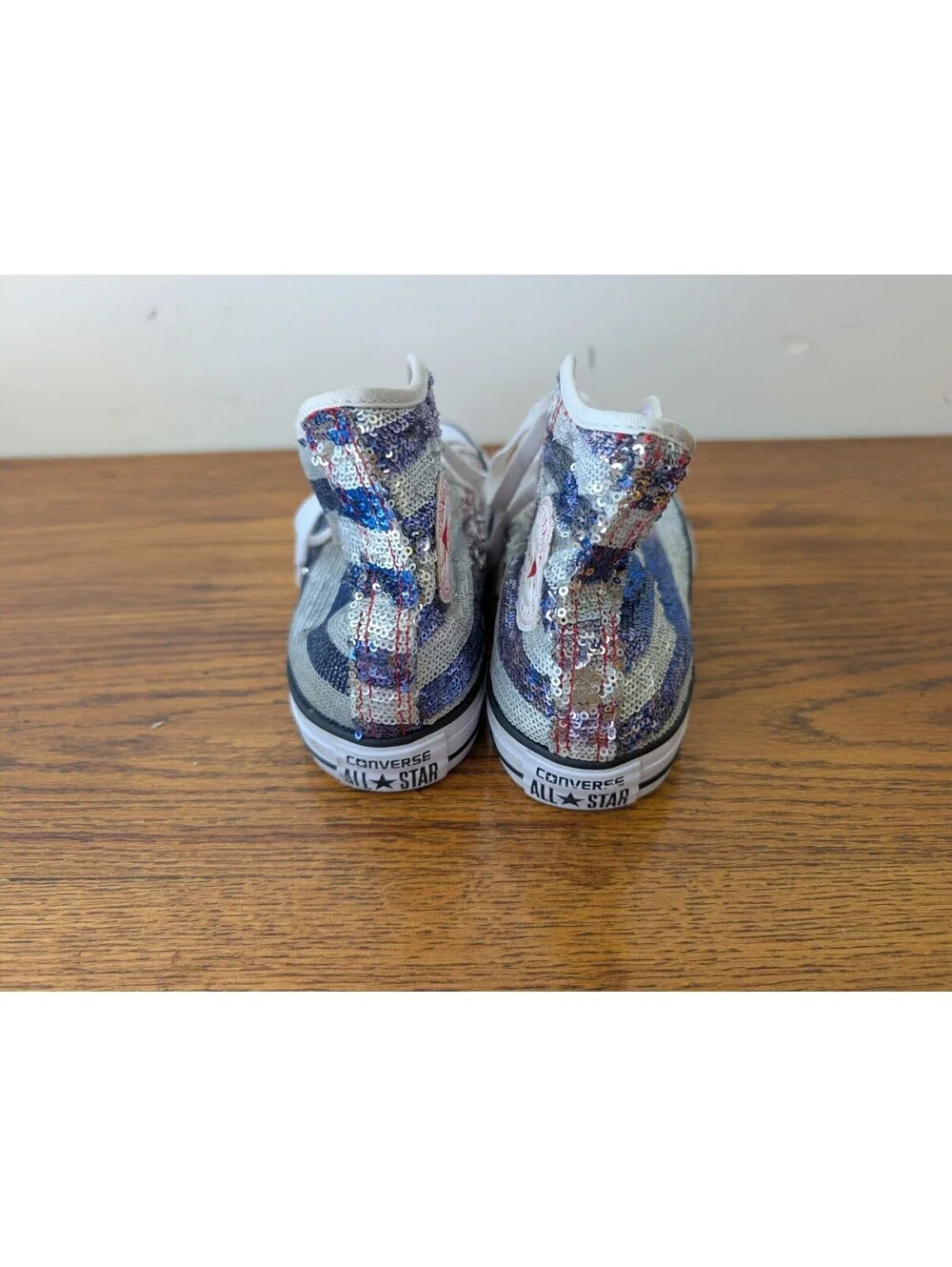 Converse All Star USA Flag Sequin Hi Top Sneaker Shoes 549638C Womens 9.5 RARE